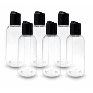 ljdeals 4 oz Clear Plastic Empty Bottles with Black Disc Top Caps