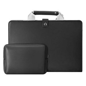 Leather Sleeve Handbag with Small Case Laptop Briefcase