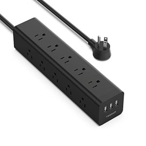 Long Power Strip Surge Protector Cord with 15 Outlets 3 USB Ports
