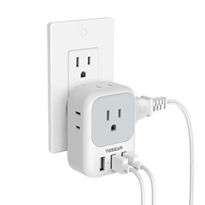 TESSAN Electrical 4 Outlet Box Splitter with 3 USB Wall Charger