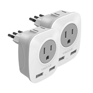 VINTAR 3 Prong Grounded Plug with 2 USB and 2 American Outlets