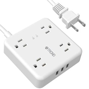 White Power Strip Surge Protector Outlet Adapter