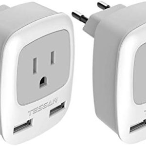 TESSAN International Travel Power Outlet Adaptor with 2 USB