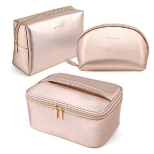 Large Makeup Bag Organizer with Gold Zipper