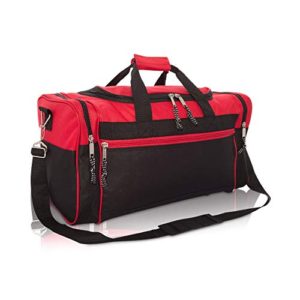 Gym Bag Travel Duffel with Adjustable Strap in Red