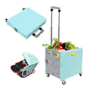 4 Wheeled Collapsible Shopping Handcart with Brake System