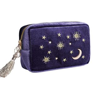 Travel Cosmetic Bag with Embroidered Moon Stars Sun