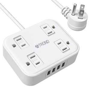 TROND Flat Plug Extension Cord with 4 Child Safety Slide Outlet Covers