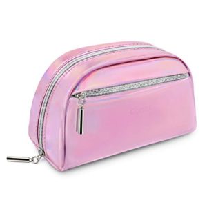 Gonex Small Makeup Bag for Purse Metallic Silver Cosmetics