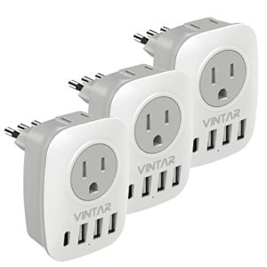 VINTAR 3 Prong Grounded Plug with 3 USB