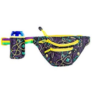 Mardi Gras Black Mardi Gras Fanny Pack w/Drink Holder