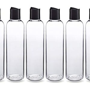 ljdeals 8 oz Clear Plastic Empty Bottles with Black Disc Top Caps