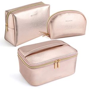 Large Makeup Bag Organizer with Gold Zipper