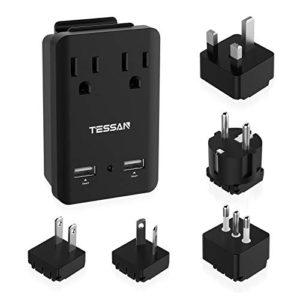 TESSAN International Power Adapter with 2 AC Outlets 2 USB Ports