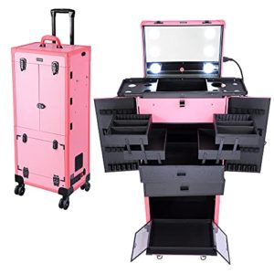 Byootique Pink Rolling Makeup Case Trolley Lockable