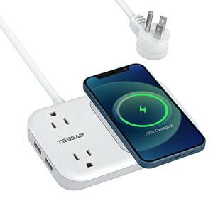 Small Power Strip 2 USB 1 Wireless Charger