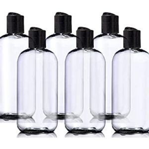 ljdeals 8 oz Clear Plastic Empty Bottles with Black Disc Top Caps