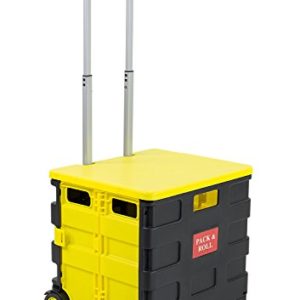 Folding and Collapsible Hand Crate with Lid on Wheels