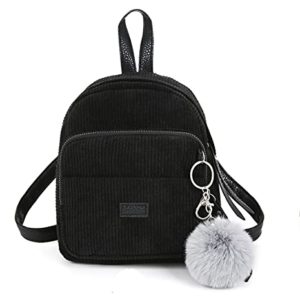Backpack Convertible Corduroy with Detachable Pom Pom Bal