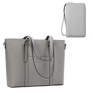 Laptop Tote Bag Grey and Women Wallets Grey Bundle