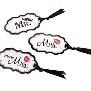 Lillian Rose Mustache & Red Lips Matching Couple Luggage Tags