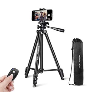 Adjustable Travel Video Tripod Stand with Cell Phone Mount Holder