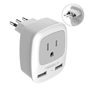 TESSAN 3 Prong Grounded Plug with Dual USB Charging Ports