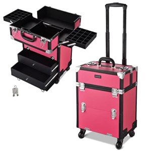 Byootique Rolling Makeup Train Case Cosmetic Organizer