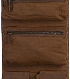 KOMALC Premium Buffalo Leather Hanging Toiletry Bag