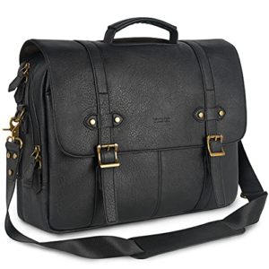 15.6 Inch PU Leather Laptop Bag Water Resistant