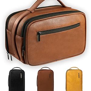 Brown Travel Organizer Dopp Kit Waterproof Shaving Bag