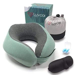 Luvcor Premium Quality Memory Foam Travel Neck Pillow Bundle