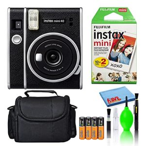 Fujifilm Instax Mini 40 Instant Film Camera (Black) Bundle