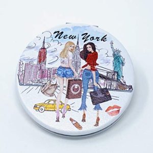 New York Souvenir Round Travel Mirror Hand Mirror Cosmetic Makeup