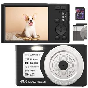 48MP Vlogging Camera Slim Point and Shoot Camera with Webcam