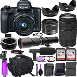 Canon EOS M50 Mirrorless Camera (Black) w/M-Adapter