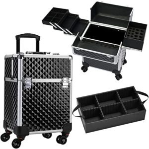 Rolling Makeup Train Case Large Cosmetic Trolley