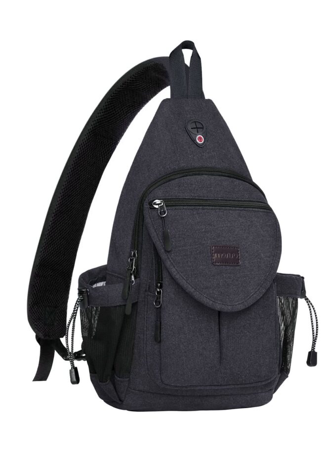 Canvas Crossbody Hiking Daypack Bag with Anti-theft Pocket
