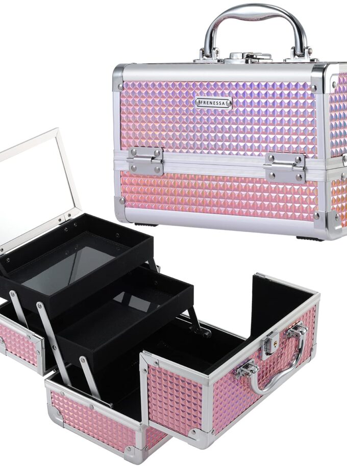 Frenessa Makeup Train Case Portable Cosmetic Organizer