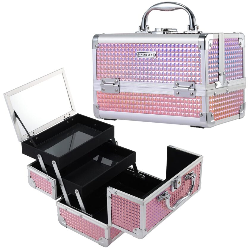 Frenessa Makeup Train Case Portable Cosmetic Organizer