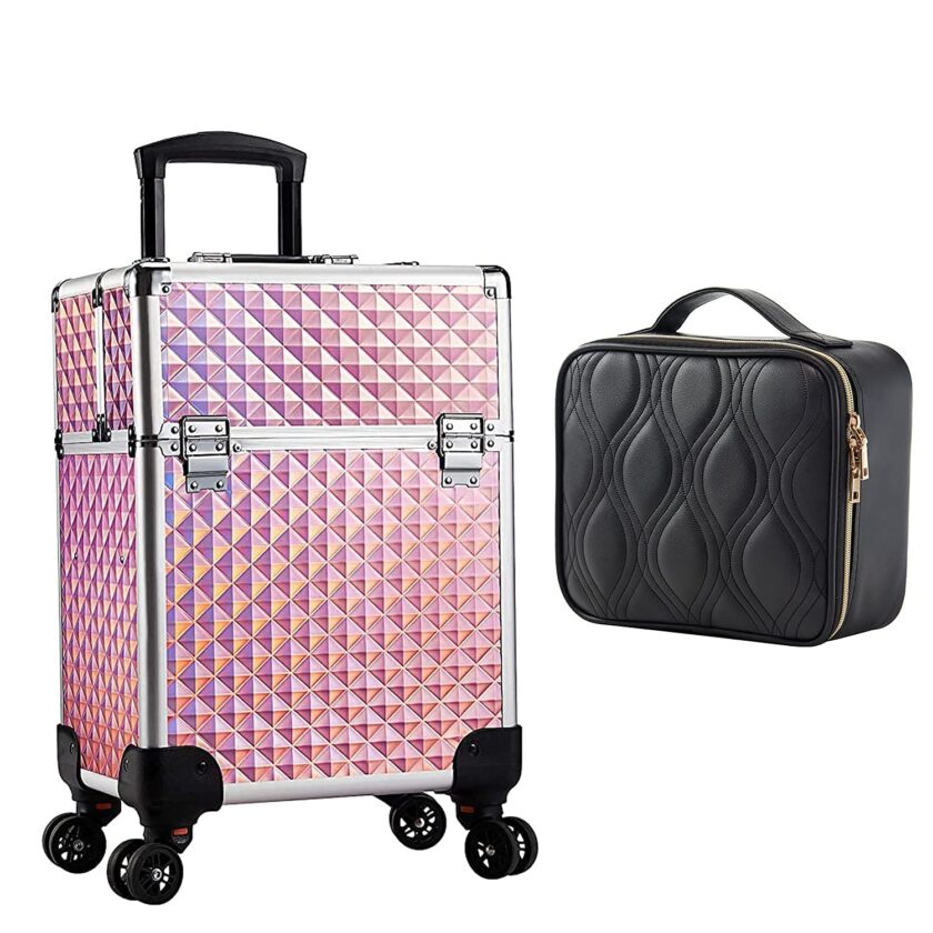 Professional Makeup Artist Rolling Train Case