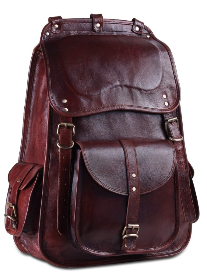 Leather Laptop Backpack Casual Bookbag