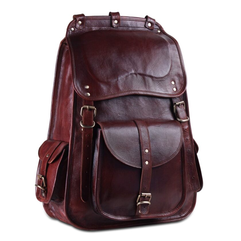 Leather Laptop Backpack Casual Bookbag