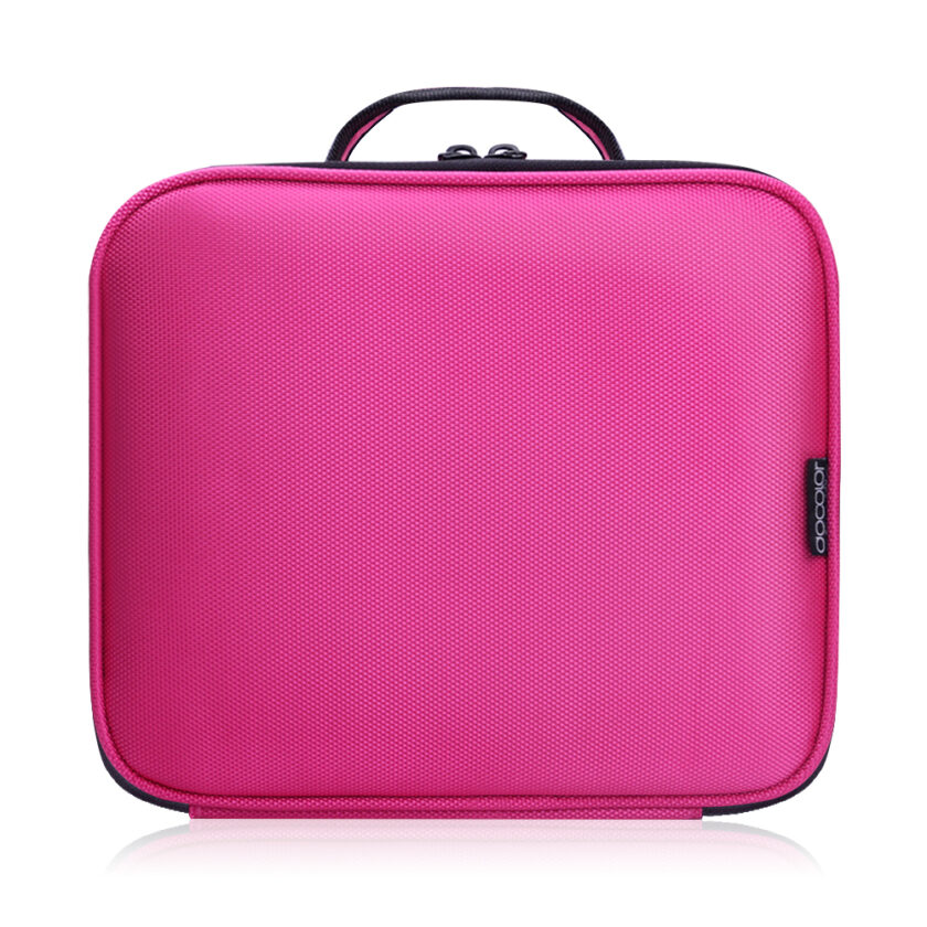 Double Layer Portable Cosmetic Bag with Adjustable Dividers