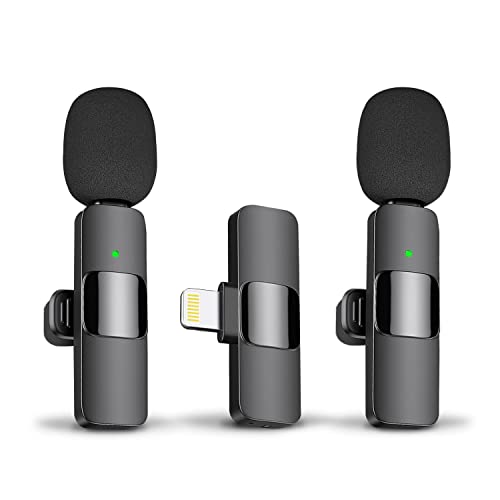 MAYBESTA Wireless Lavalier Microphone for iPhone and iPad – Cordless Omnidirectional Mic with Noise Reduction, USB Charging, and Easy Auto-Pairing for Podcasting and Vlogging