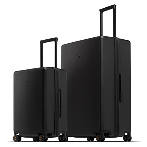 LEVEL8 2-Piece Black Hardshell Luggage Set with Spinner Wheels and TSA Lock, including 20-Inch Carry-On and 28-Inch Checked Suitcase