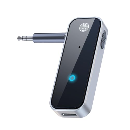 Compact Bluetooth 5.3 transmitter and receiver adapter for wireless audio streaming, compatible with car stereos, TVs, and headphones, ideal for hands-free calls and home entertainment