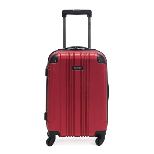 Kenneth Cole REACTION 20-Inch Hardshell Spinner Carry-On in Scarlet Red, featuring ultralight design, 4-wheel spinner system, telescoping handle