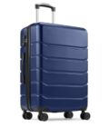 20-inch hard shell carry-on luggage with expandable space, TSA lock, and four spinner wheels, designed for easy travel and organization