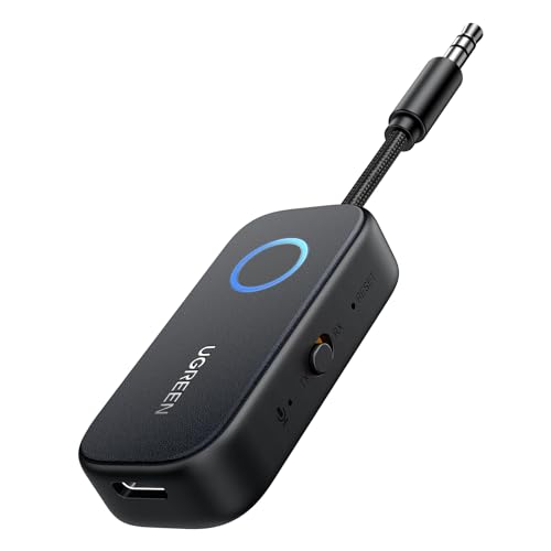 UGREEN Bluetooth 5.2 Transmitter & Receiver – Dual pairing adapter with 28-hour battery life, 10-meter transmission range